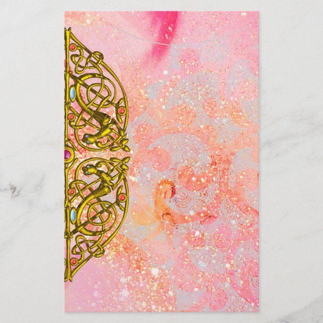 HYPER VALENTINE/GULD CELTIC HEART Rosa Sparkles Brevpapper (Framsida)