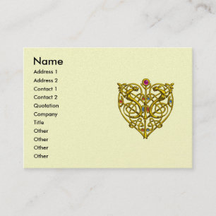 HYPER VALENTINE, GULD CELTIC KNOT HEART Ivory Visitkort