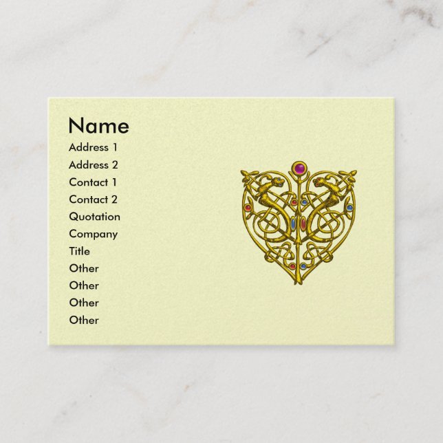 HYPER VALENTINE, GULD CELTIC KNOT HEART Ivory Visitkort (Framsida)