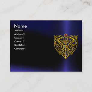 HYPER VALENTINE,GULD CELTIC KNOT HEART JEWEL Blue Visitkort