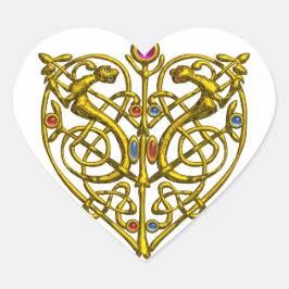HYPER VALENTINE/ GULD CELTIC KNOT HEART MED GEMS HJÄRTFORMAT KLISTERMÄRKE