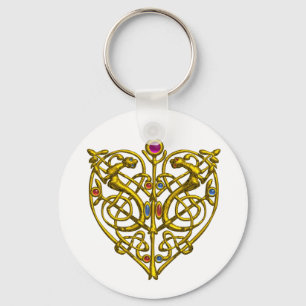 HYPER VALENTINE/ GULD CELTIC KNOT HEART White Nyckelring