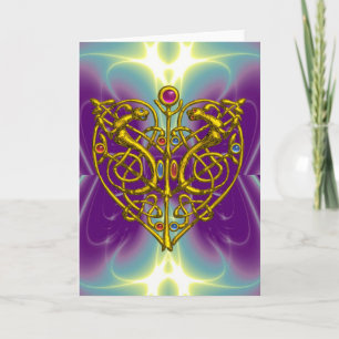 HYPER VALENTINE /Guld Celtic Knot Heart with Gems Helgkort
