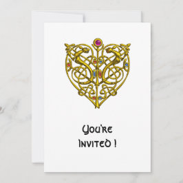 HYPER VALENTINE/ GULD CELTISK KNUT HJÄRTA Vitt Inbjudningar