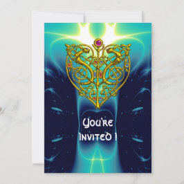 HYPER VALENTINE/GULD CELTISKT HJÄRTA ljus akvablå Inbjudningar
