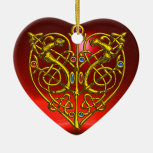 HYPER VALENTINE HEART Red Ruby och Blue Sapphire Julgransprydnad Keramik