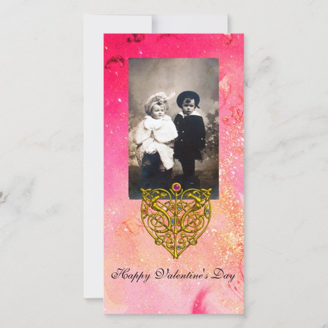 HYPER VALENTINE ,Rosa Fuchsia Guld Sparkles Julkort (Framsida)