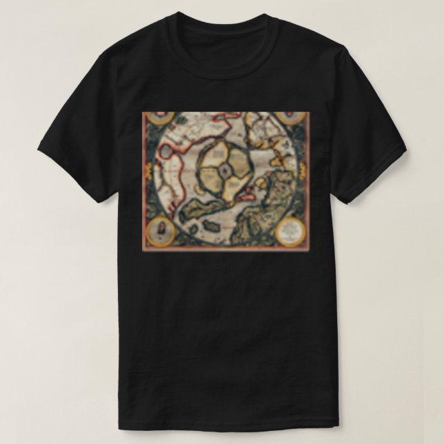Hyperborea Flat Earth Azimuthal Equidistant Projec T Shirt (Design framsida)