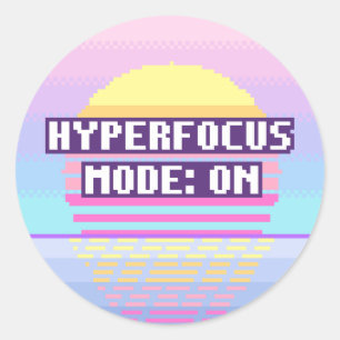 Hyperfokusläge: På Neurodivergent Pixel Klistermär Runt Klistermärke