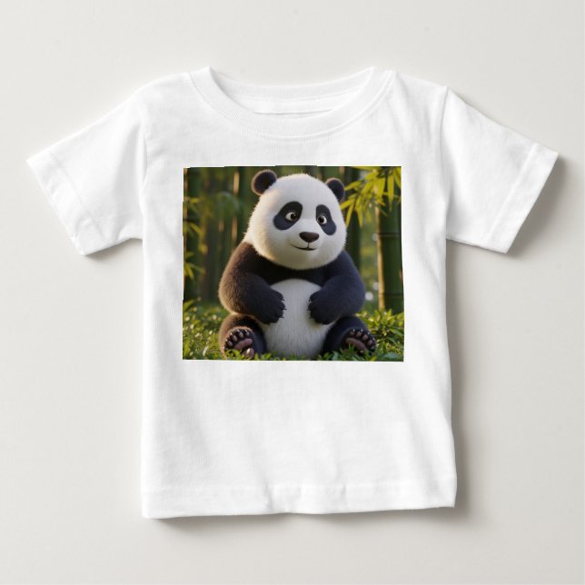 Hyperrealistisk baby panda i bambuskog t shirt (Framsida)