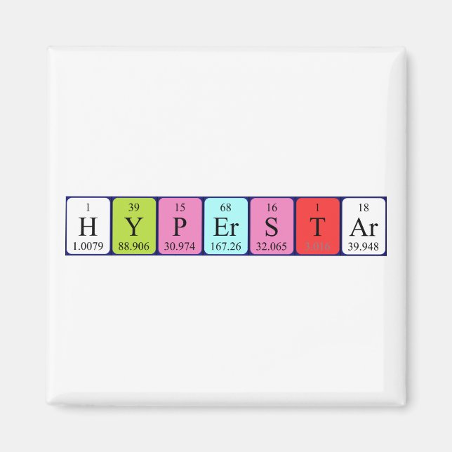 Hyperstar periodiskt återkommande magnet bord namn (Framsidan)