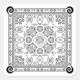 Hypno Hanky Spiral Bandana, HandkerChief Sticker Fyrkantigt Klistermärke