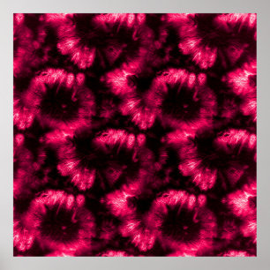Hypno Mönster. Rosa Shibori Fabric. Mörk Hypno Spi Poster