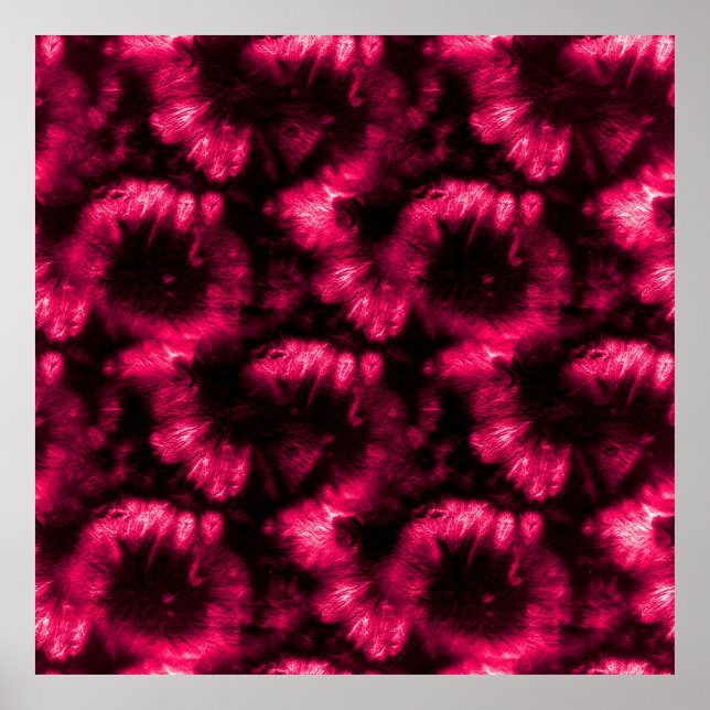 Hypno Mönster. Rosa Shibori Fabric. Mörk Hypno Spi Poster (Framsidan)