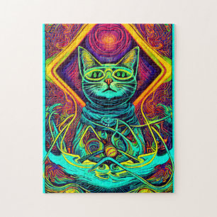 Hypnoc Illustration av en färglös katt Pussel