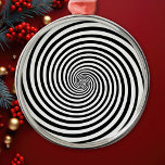 Hypnosis Spiral Julgransprydnad Metall<br><div class="desc">Dö in i detta mesmerierande svart- och vitt Hypnosis spiral-dekorent, perfektens sinnesbägare för din helgdag-dekoder. Det virrvarr mönster fångas upp själva kärnan i den optiska illusionen. Lägg den på träd eller visningen året runt för att behålla ditt rum lite mystiskt. Vare sig du lägger ut det eller håller det för...</div>