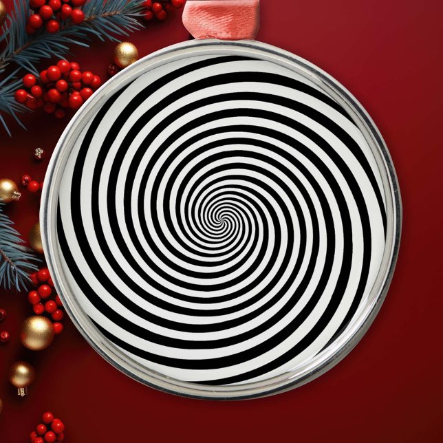 Hypnosis Spiral Julgransprydnad Metall (Dive into this mesmerizing black and white Hypnosis spiral ornament, the perfect mind bender!)