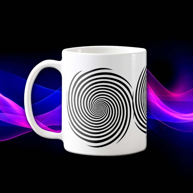 Hypnosis Spiral Magic Mugg (Start your day with a twist using our black and white Hypnosis spiral coffee mug.)