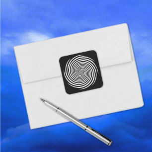 Hypnosis Spiral Stickers, svart bakgrund Fyrkantigt Klistermärke