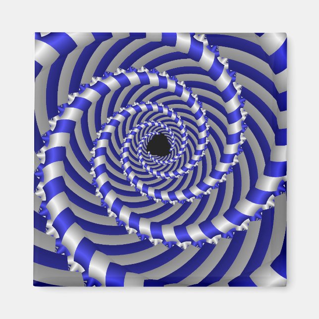 Hypnotiblå och vit spiral-magnet magnet (Framsidan)