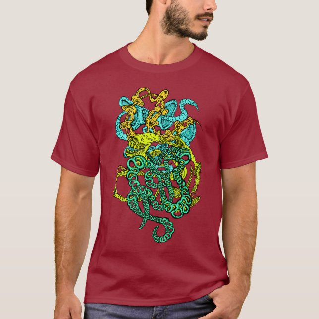 Hypnotic Amorphous Phantasmagoric Modern Groovy  T Shirt (Framsida)