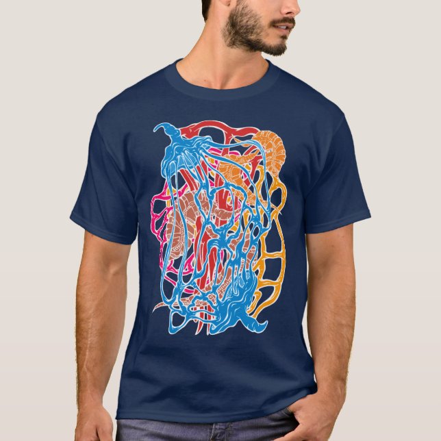Hypnotic Amorphous Phantasmagoric Modern Groovy T Shirt (Framsida)