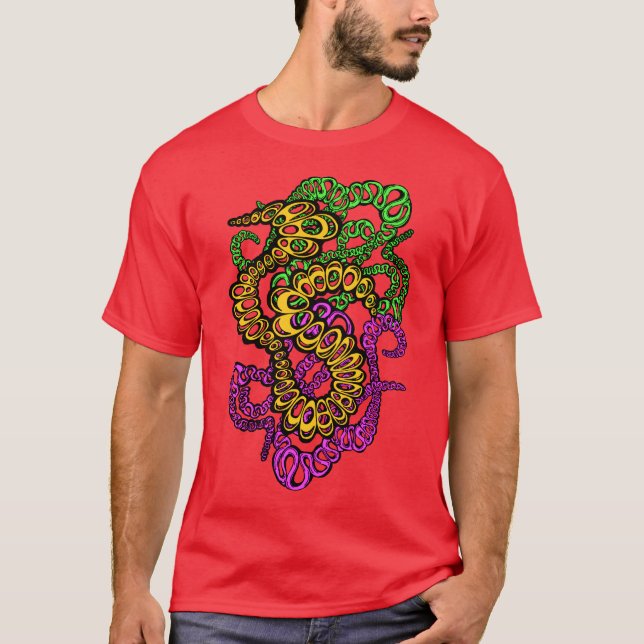 Hypnotic Amorphous Phantasmagoric Modern Groovy  T Shirt (Framsida)