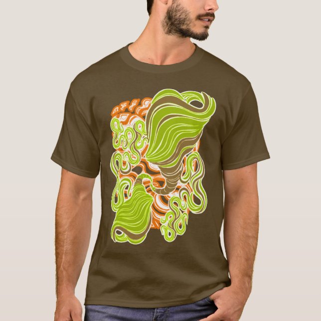 Hypnotic Amorphous Phantasmagoric Modern Groovy T Shirt (Framsida)