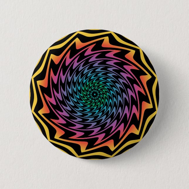 HYPNOTIC DISK Mesmerizing Neon Coola Zig Zag Spira Knapp (Framsida)