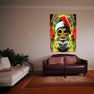 Hypnotic psychedelic Jultomten AI Art Poster