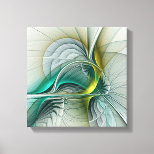 Hypnotis Abstrakt Golden Turcos Teal Fractal Canvastryck