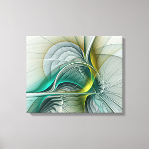 Hypnotis Abstrakt Golden Turcos Teal Fractal Canvastryck