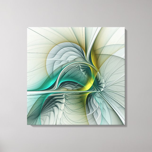 Hypnotis Abstrakt Golden Turcos Teal Fractal Canvastryck (Framsida)