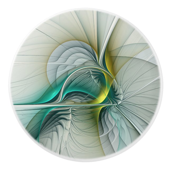 Hypnotis Abstrakt Golden Turcos Teal Fractal Knopp (Framsidan)