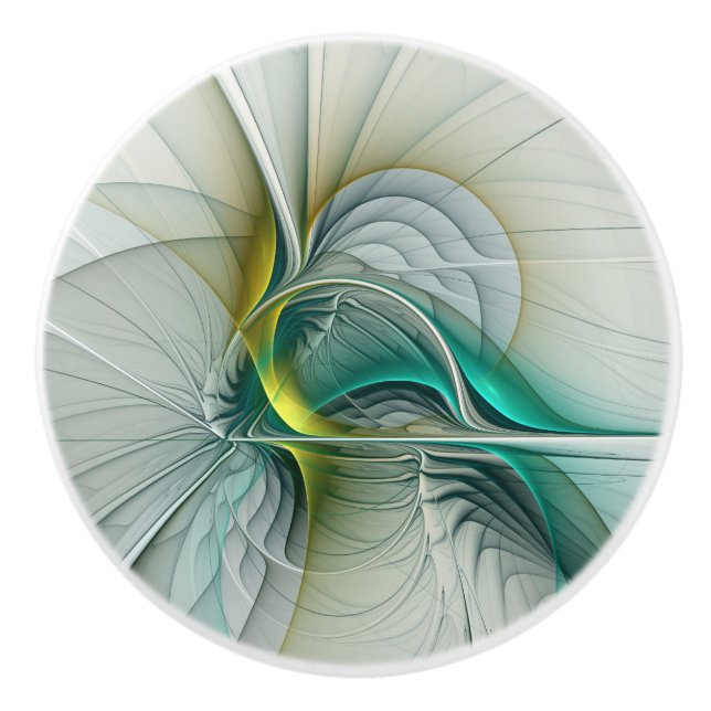Hypnotis Abstrakt Golden Turcos Teal Fractal Knopp (Framsidan)