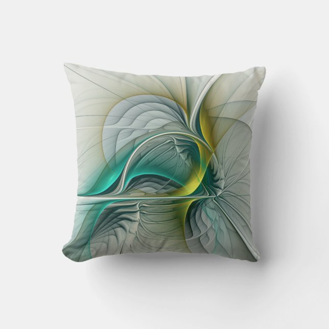 Hypnotis Abstrakt Golden Turcos Teal Fractal Kudde (Framsida)