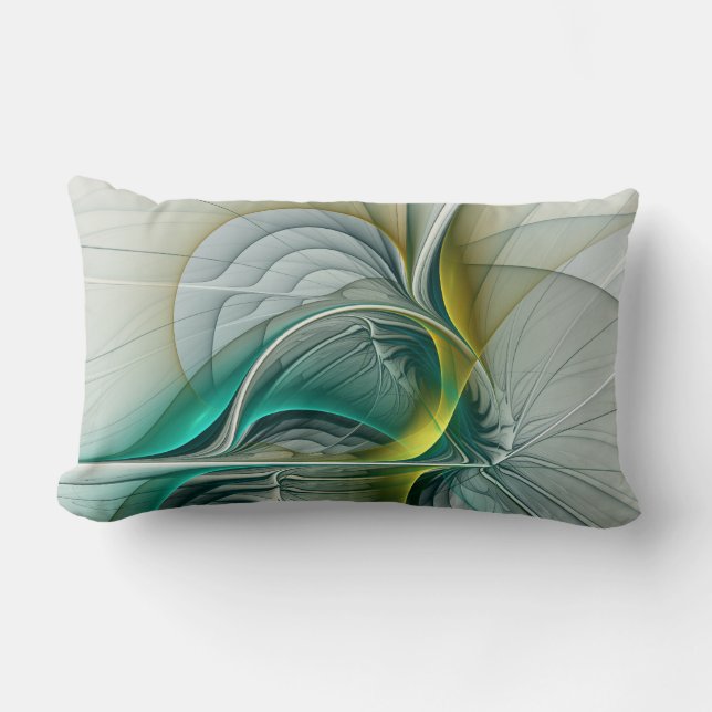 Hypnotis Abstrakt Golden Turcos Teal Fractal Lumbarkudde (Framsida)