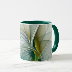 Hypnotis Abstrakt Golden Turcos Teal Fractal Mugg