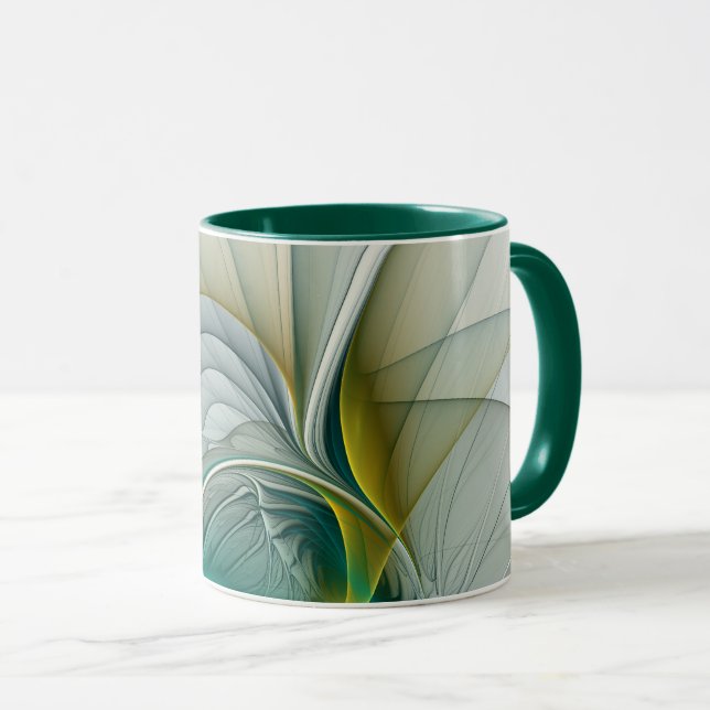 Hypnotis Abstrakt Golden Turcos Teal Fractal Mugg (Framsida höger)