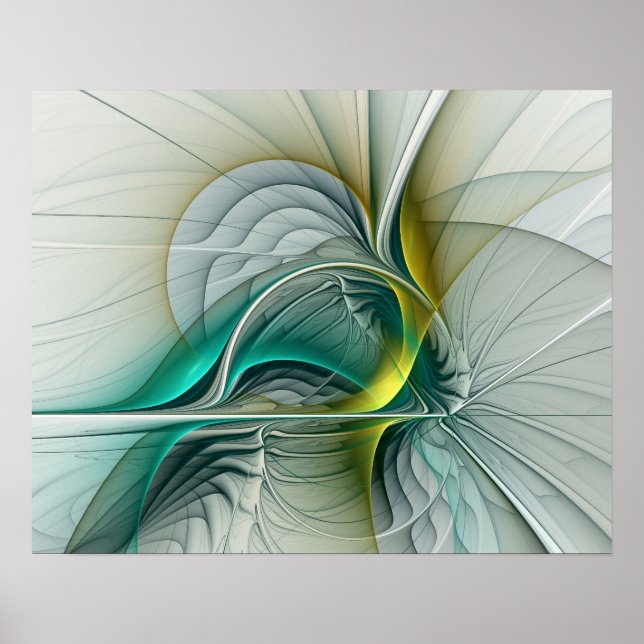 Hypnotis Abstrakt Golden Turcos Teal Fractal Poster (Framsidan)