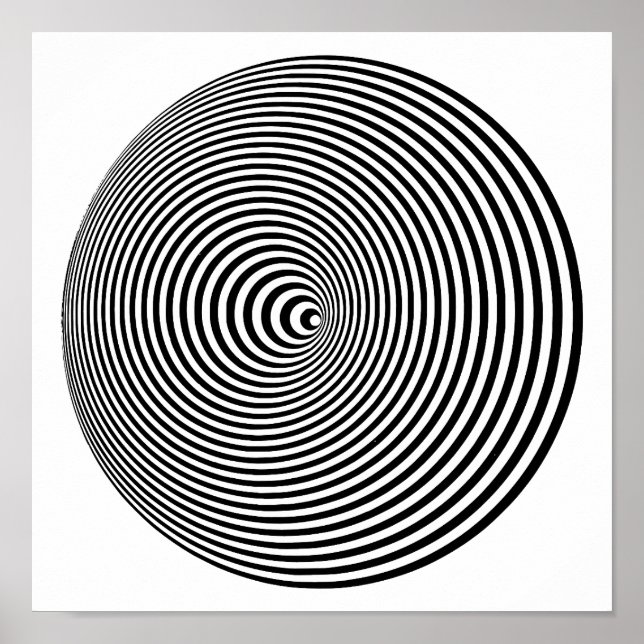 Hypnotis om svarta och vita koncentriska cirklar poster (Framsidan)