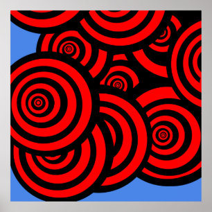 Hypnotis Red Black och Blue Spiral Poster