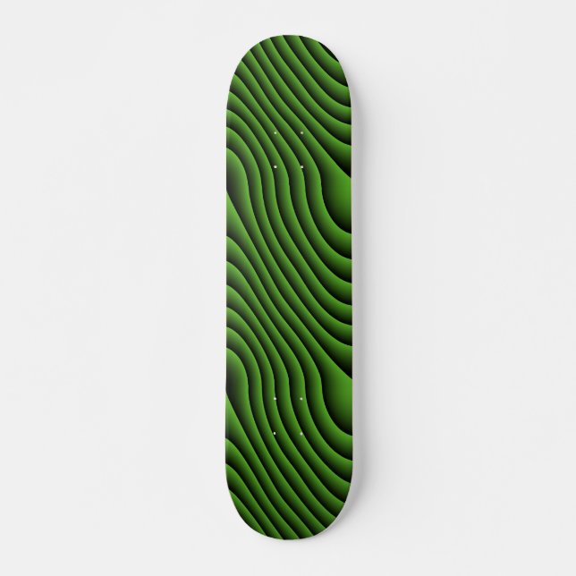 Hypnotis Vågigt Grönt Linjer Skateboard Bräda 20 Cm (Framsida)