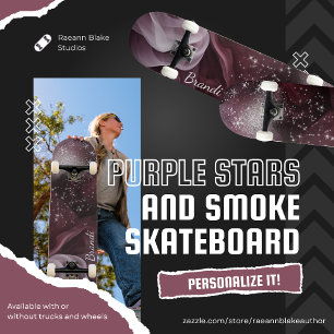 Hypnotiserande lila stjärnor och röklångbräda mini skateboard bräda 18,5 cm