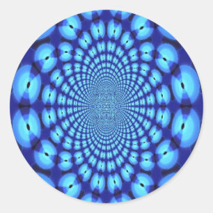 Hypnotisk blåttillusion runt klistermärke