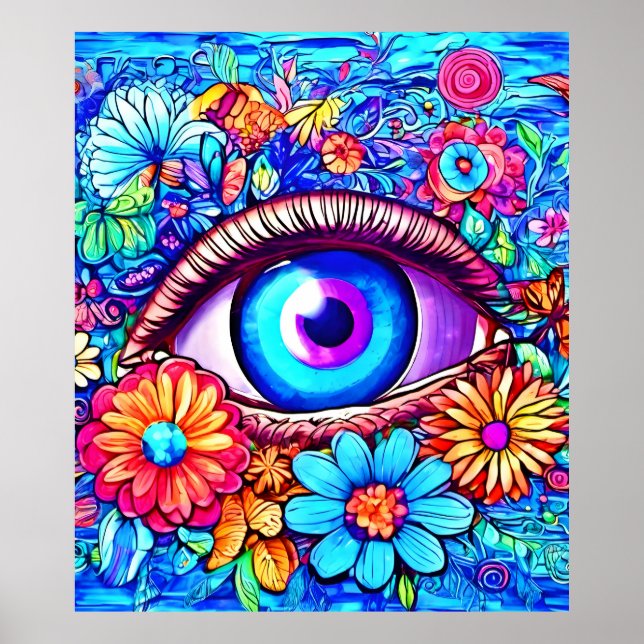 Hypnotisk blomformad öga poster (Framsidan)
