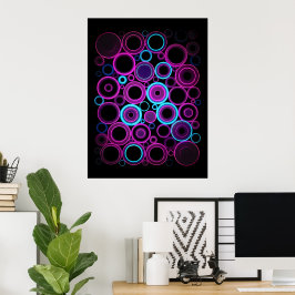 Hypnotisk elektrisk Synthwave Matrix Digital Konst Poster