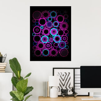 Hypnotisk elektrisk Synthwave Matrix Digital Konst Poster