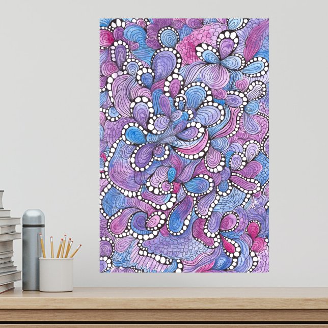 Hypnotisk Handritad Lila Organisk Virvel Konstverk Poster (Skapare uppladdad)