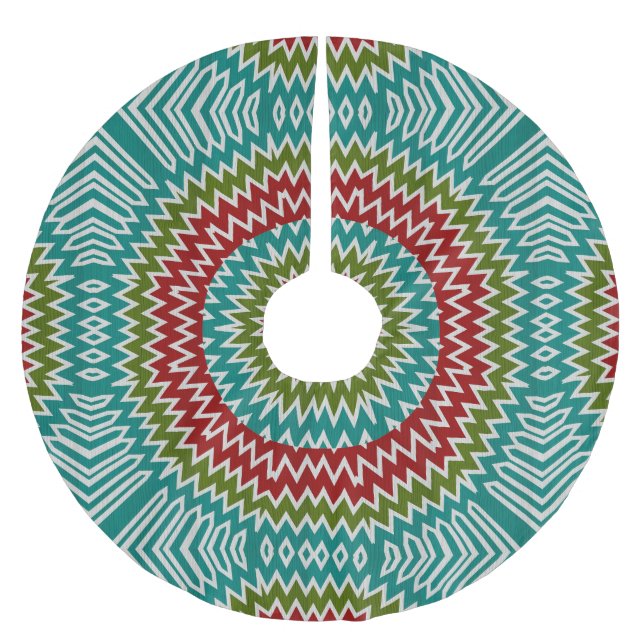 Hypnotisk mandalaic blomma julgransmatta borstad polyester (Framsidan)